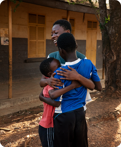 Mother and child receiving support